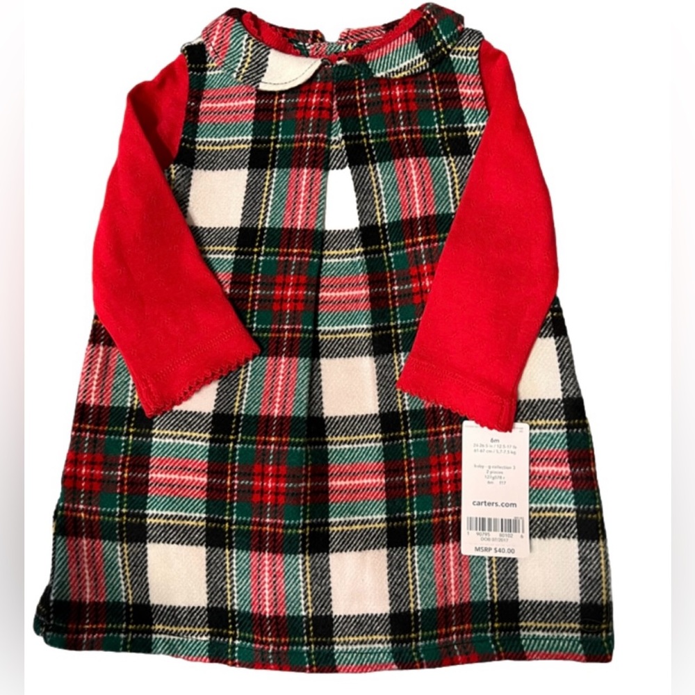 Carter’s Christmas Winter Plaid Dress 6 Months New